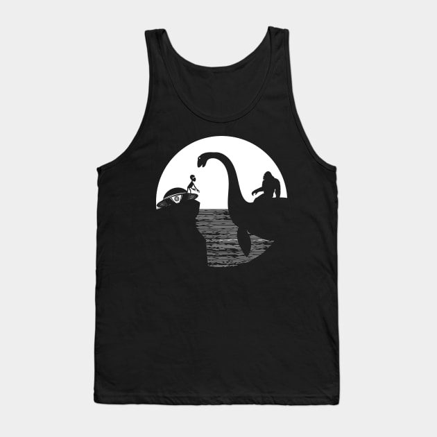 Bigfoot Riding Loch Ness Monster Tank Top by Tesszero